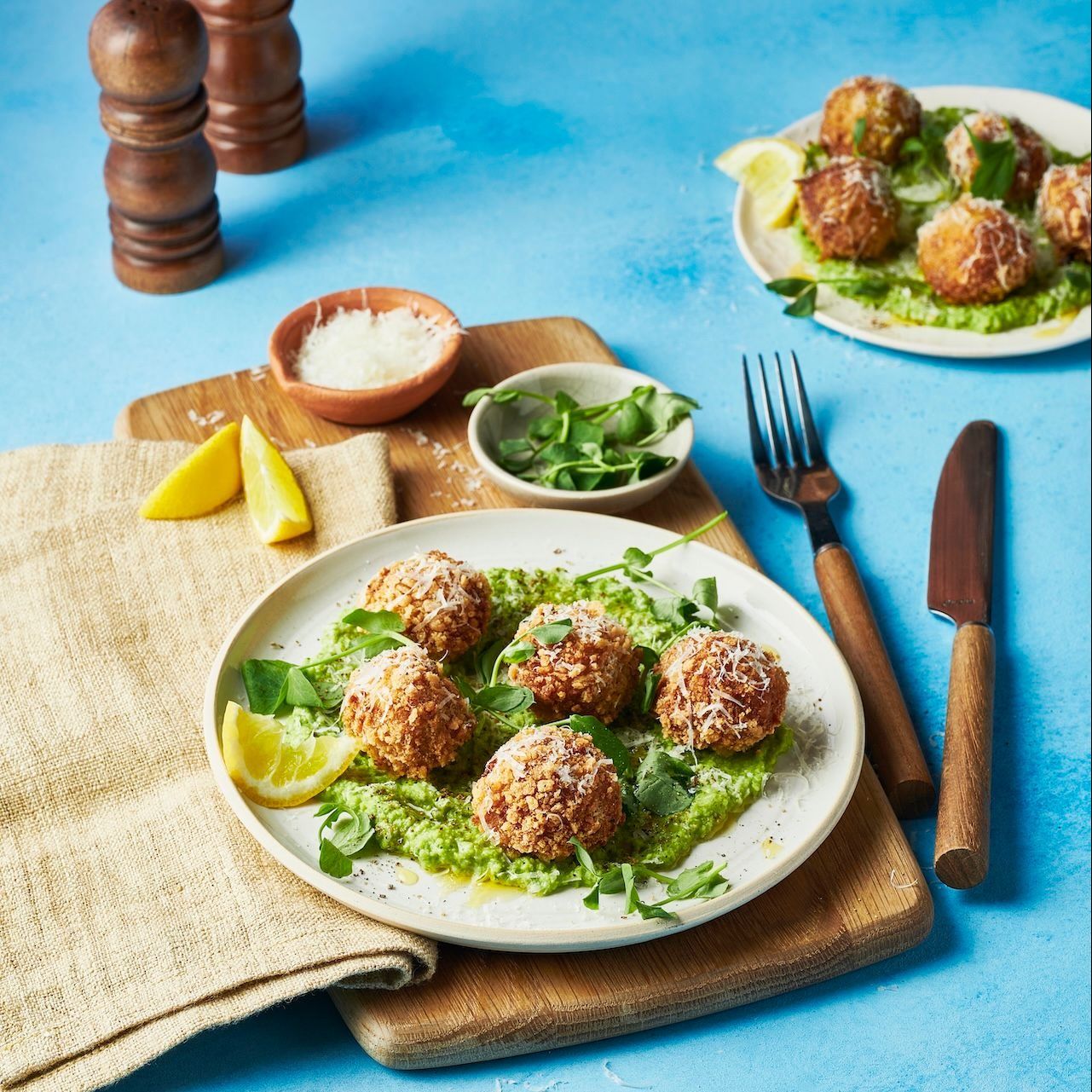 Cromer Crab Arancini with Pea Puree 